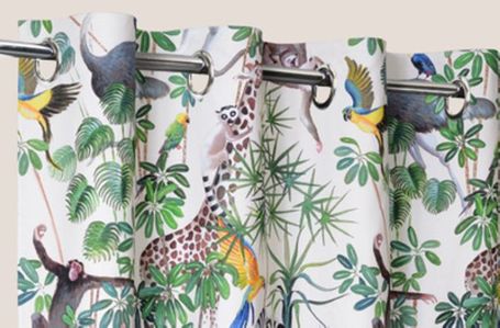 tenda fantasia giungla con animali colorati filtrante per cameretta bambini su misura